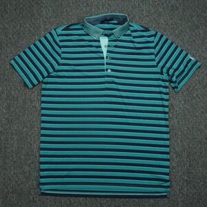Greyson Shirt Mens Medium Blue Striped Performance Polo Dallas‎ National Golf